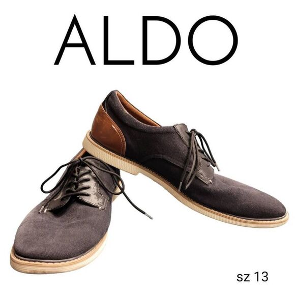 Aldo Black Canvas Loafers Casual Oxfords Boat Shoes - Picture 2 of 12